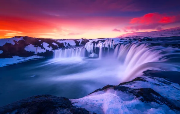 Картинка Sky, Amazing, Landscape, Sunset, Sunrise, Colors, Iceland, Rocks