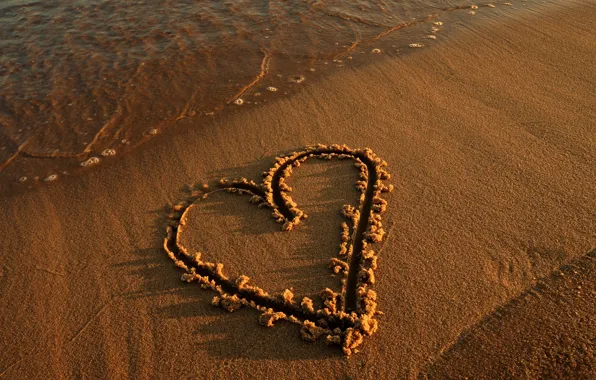 Beach, sea, ocean, heart