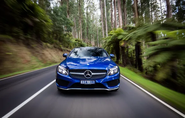Синий, Mercedes-Benz, мерседес, AMG, Coupe, C-Class, C205