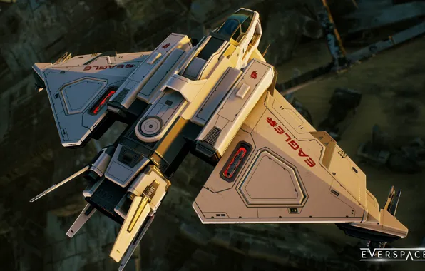 Полёт, вид сверху, космический корабль, звездолёт, космолёт, Everspace 2