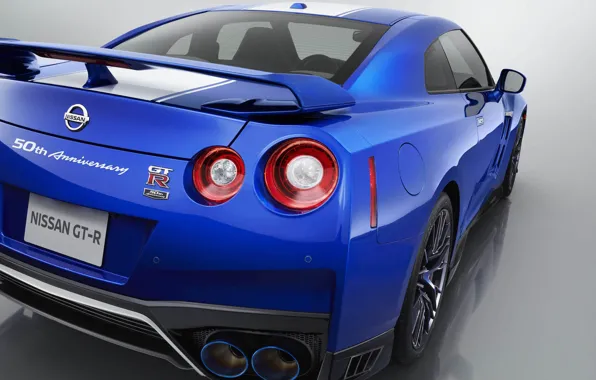 Синий, Фонари, Nissan GT-R, Задок, 50th Anniversary Edition, 2020, Юбилейный суперкар, Японский автомобиль