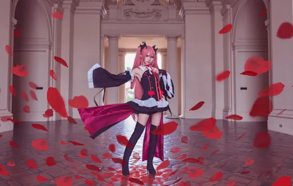 Лепестки, вампир, cosplay, Krul Tepes, Owari no Seraph