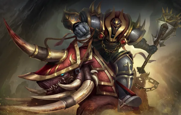 Воин, арт, шлем, кабан, доспех, Heroes of Newerth, Rampage, Gory Vanguard