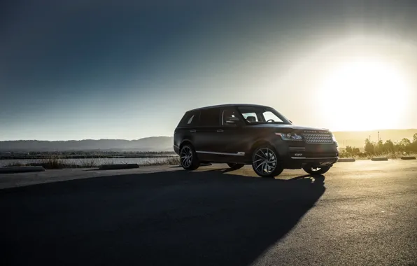 Land Rover, Range Rover, Car, Sky, Front, Sun, Matte Black