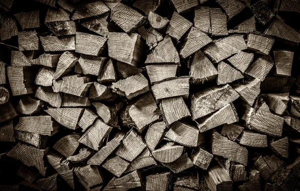 Картинка wood, black and white, Pile of Wood