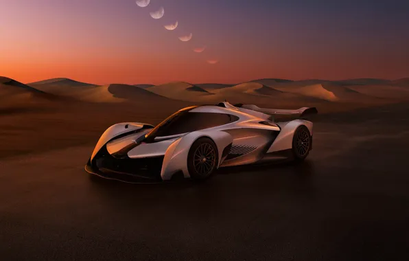 Картинка дизайн, луна, пустыня, McLaren, мощь, moon, supercar, desert