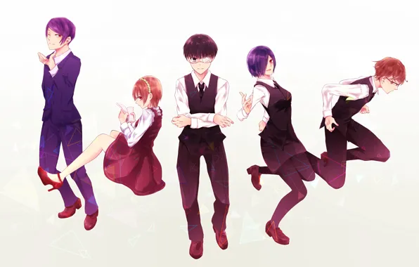 Tokyo Ghoul, Kaneki Ken, Токийский Гуль, Kirishima Touka, Tsukiyama Shuu, Fueguchi Hinami, Nishio Nishiki