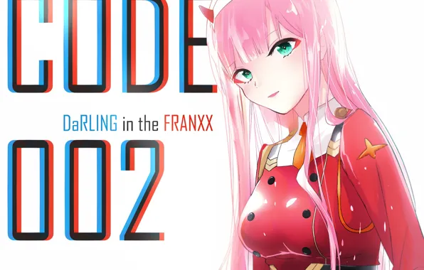 Взгляд, девушка, аниме, 002, Darling In The Frankxx, Милый во франксе, Zero Two