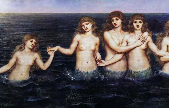 Море, русалки, Evelyn de Morgan, The Sea Maidens