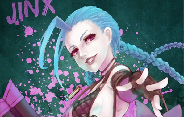 Девушка, арт, League of Legends, LoL, Jinx, MonoriRogue