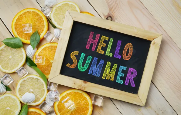 Картинка лимон, апельсин, лёд, lemon, ice, summer, фрукты, fruit