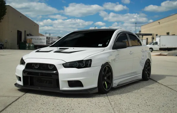 Car, белый, обоя, тюнинг, автомобиль, sportcar, mitsubishi, tuning