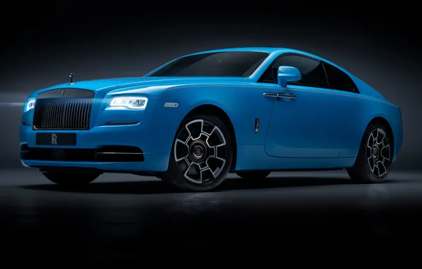 Car, Rolls-Royce, blue cars, dark background, Rolls-Royce Wraith Black Badge, luxury cars