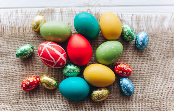 Яйца, весна, colorful, Пасха, wood, spring, Easter, eggs