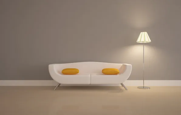 Картинка диван, подушки, светильник