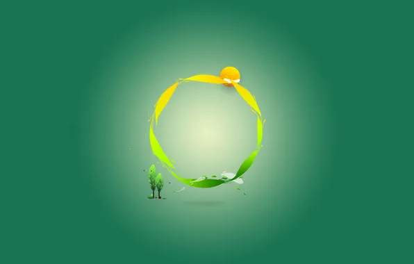 Зеленый, круг, минимализм