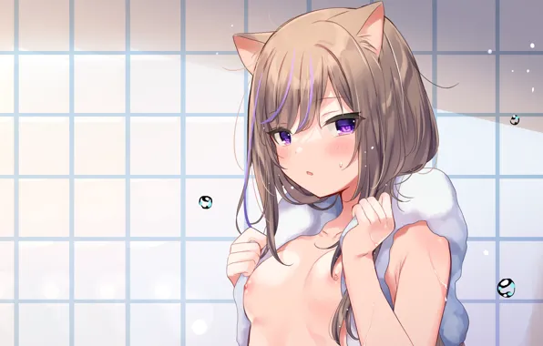 Girl, sexy, boobs, anime, beautiful, pretty, nude, brunette