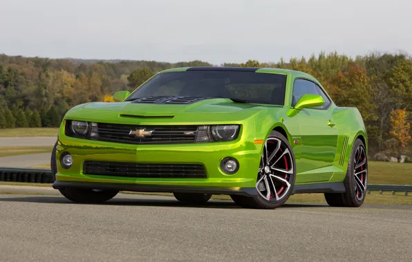 Car, green, Chevrolet, Camaro, front, Hot Wheels