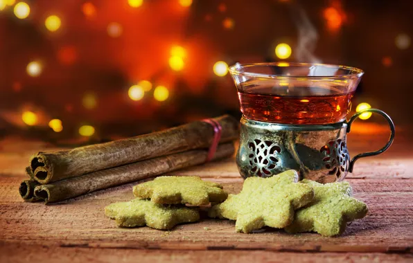 Чай, печенье, пар, доска, hot, корица, выпечка, background