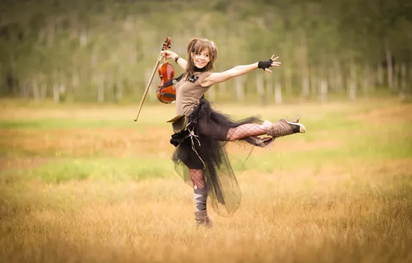 Картинка поляна, скрипка, violin, Линдси Стирлинг, Lindsey Stirling