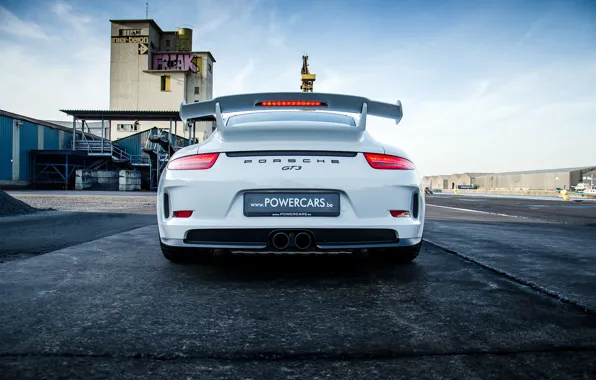 Porsche, white, порше, GT3, rear, 991