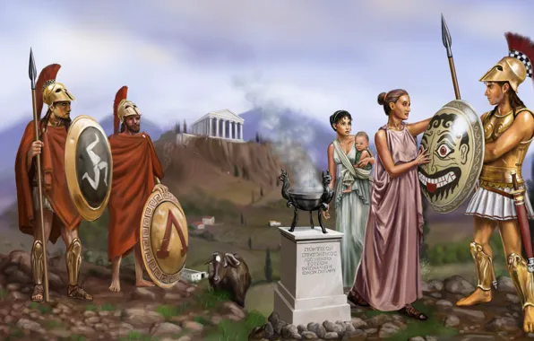 Рисунок, Копьё, Spartan warrior, Гоплит, Cпарта, Гоплон, Коринфский шлем, Древняя Греция