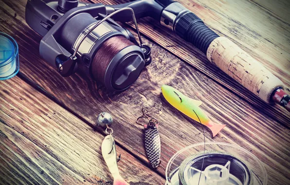 Картинка wood, fishing rod, hook, fishing equipment