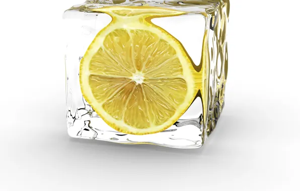 Лед, желтый, лимон, половинка