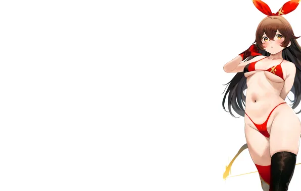 Girl, sexy, cleavage, thighhighs, long hair, boobs, anime, beautiful