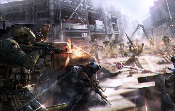 Guns, soldier, art, man, battle