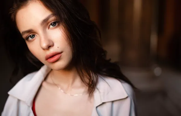 Взгляд, крупный план, лицо, фон, модель, портрет, макияж, прическа