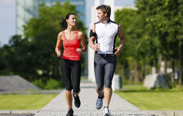 Картинка настроение, спорт, женщина, бег, мужчина, здоровье