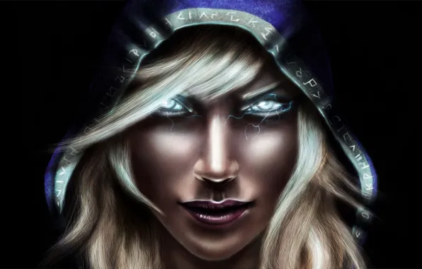Взгляд, девушка, портрет, капюшон, World Of WarCraft