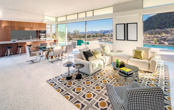 Вилла, интерьер, кухня, California, гостиная, столовая, mid-century modern, by Ist-architect