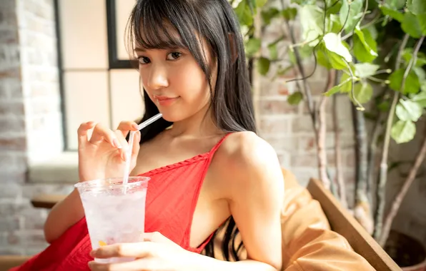 Beautiful, Asian, Model, Smile, Woman, Sofa, Pretty, Window