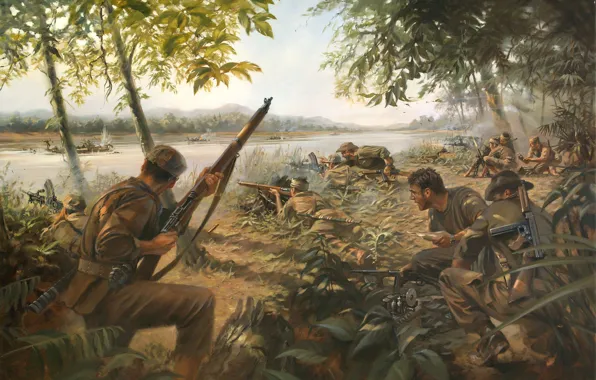 Картинка оружие, война, арт, солдаты, The Story Behind the Painting