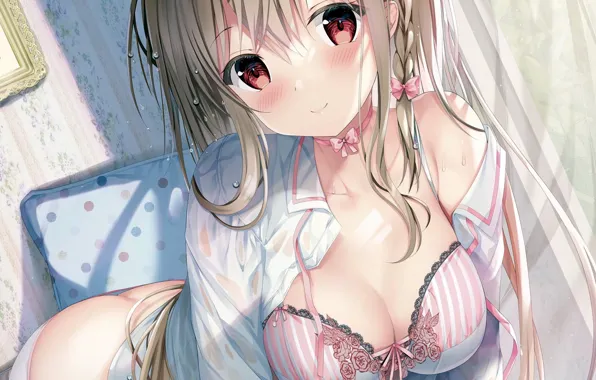 Girl, sexy, lingerie, pantsu, wet, bra, cleavage, panties