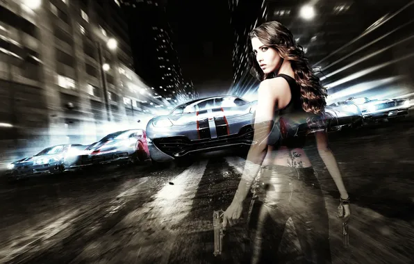 Картинка abstract, desktop, hot, need for speed, black, cars, girls, games