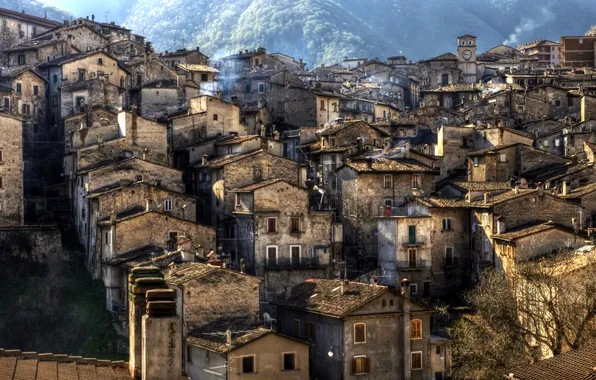Картинка город, дома, Italy, Scanno