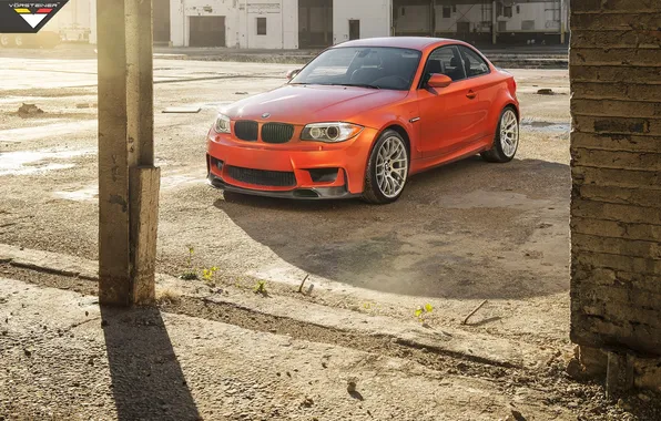 Картинка BMW, auto, wallpapers, orange, 1 series, E82, Vorsterien