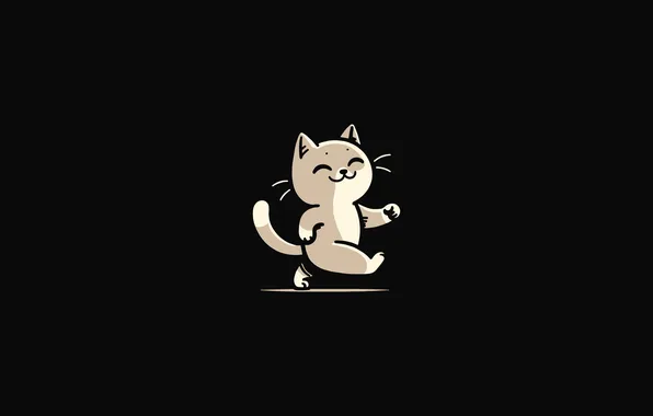 Картинка vector, logo, minimalism, cartoon, cats, black background, illustration, mascot