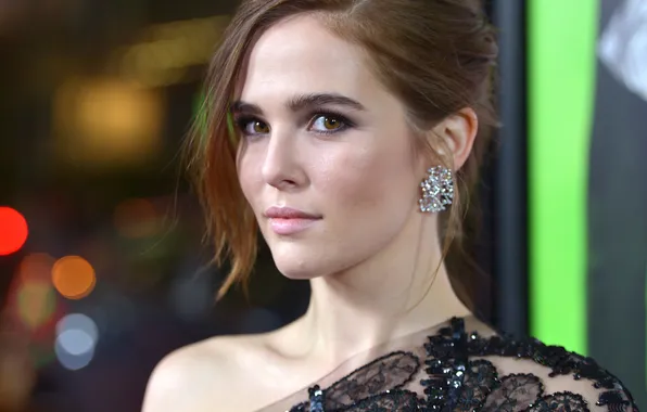 Взгляд, портрет, шатенка, красотка, боке, Zoey Deutch, Зои Дойч