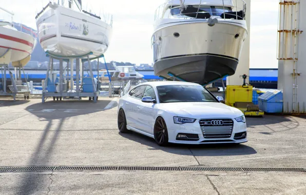 Audi, white, wheels, vossen