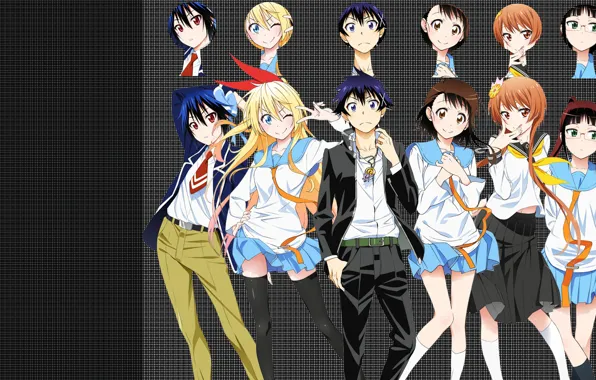 Аниме, арт, персонажи, Nisekoi, Притворная любовь