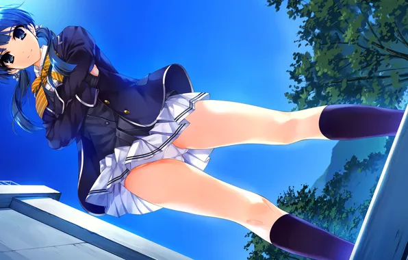 Небо, девушка, солнце, форма, game, ushinawareta mirai wo motomete