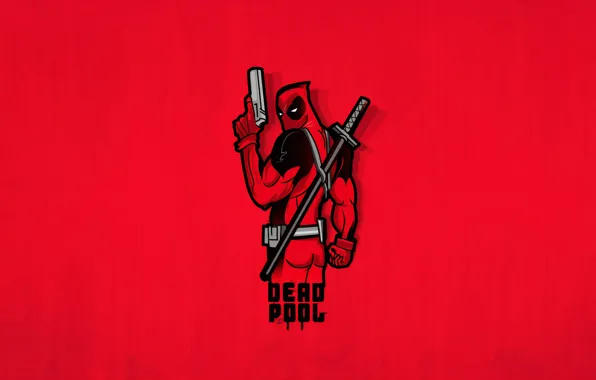 Минимализм, Minimal, Deadpool, Дэдпул, Красный фон