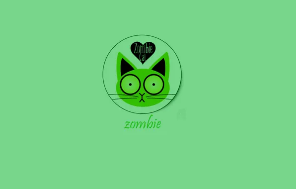 Картинка кот, зеленый, обои, зомби