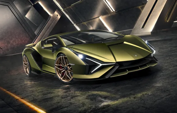 Картинка машина, свет, фары, Lamborghini, суперкар, диски, гибридный, Sián