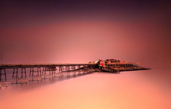 Море, пейзаж, мост