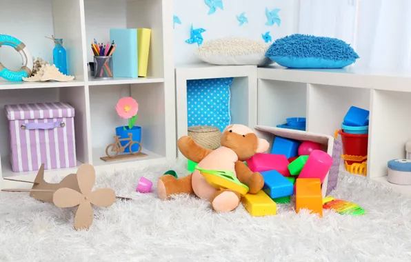 Игрушки, предметы, детский уголок, детская комната